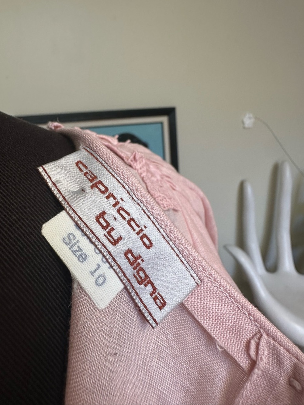 Light Pink Linen Midi Dress with Ruffle Detail - Picture 8 of 8